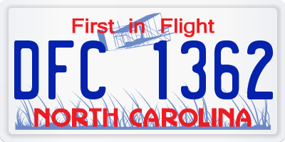 NC license plate DFC1362