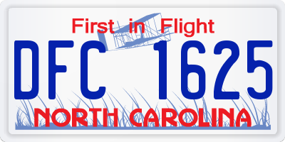 NC license plate DFC1625