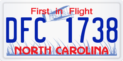 NC license plate DFC1738