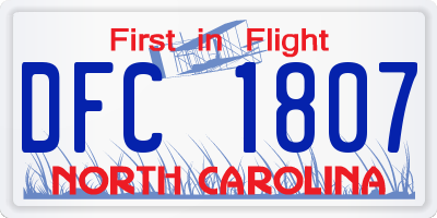NC license plate DFC1807