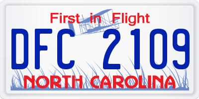 NC license plate DFC2109