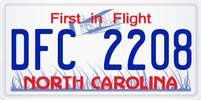 NC license plate DFC2208