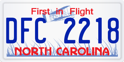 NC license plate DFC2218