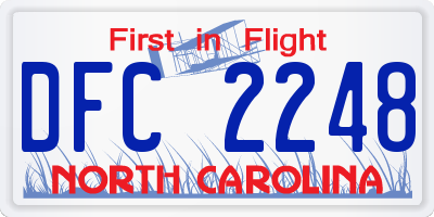 NC license plate DFC2248