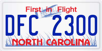 NC license plate DFC2300