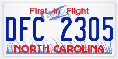 NC license plate DFC2305