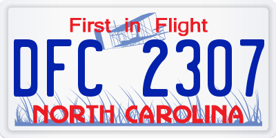 NC license plate DFC2307