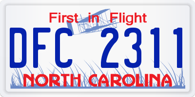 NC license plate DFC2311