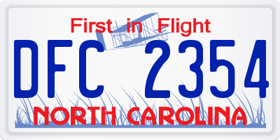 NC license plate DFC2354