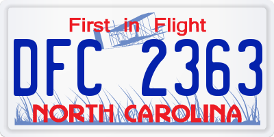 NC license plate DFC2363