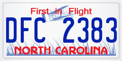 NC license plate DFC2383