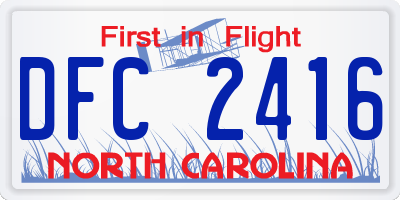 NC license plate DFC2416