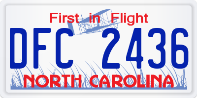 NC license plate DFC2436
