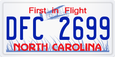 NC license plate DFC2699