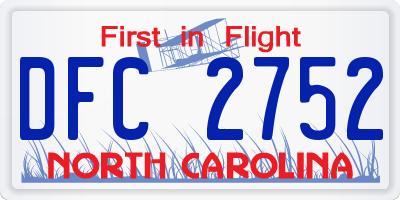NC license plate DFC2752
