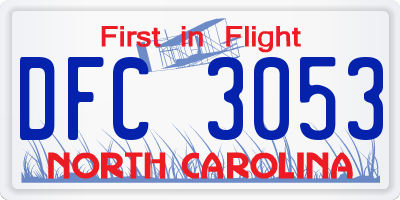 NC license plate DFC3053