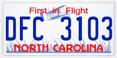 NC license plate DFC3103