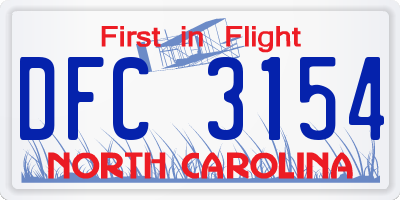 NC license plate DFC3154