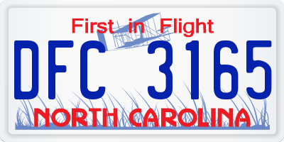 NC license plate DFC3165