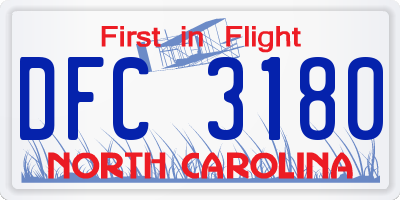 NC license plate DFC3180