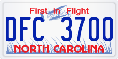 NC license plate DFC3700