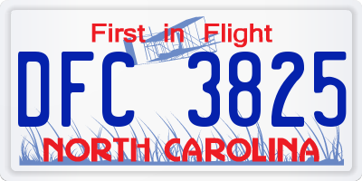 NC license plate DFC3825