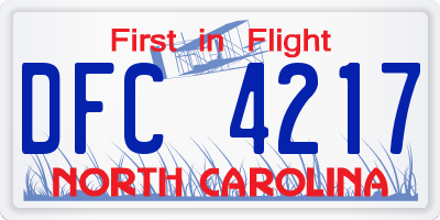 NC license plate DFC4217