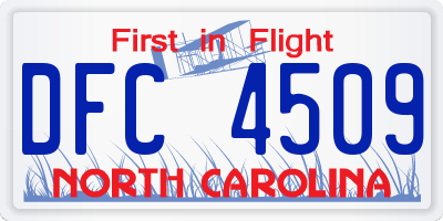 NC license plate DFC4509