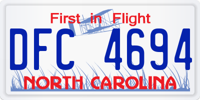 NC license plate DFC4694