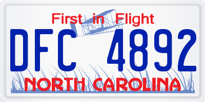 NC license plate DFC4892