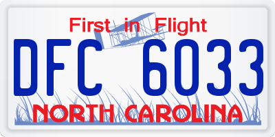 NC license plate DFC6033
