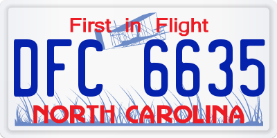 NC license plate DFC6635