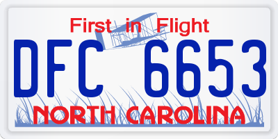 NC license plate DFC6653