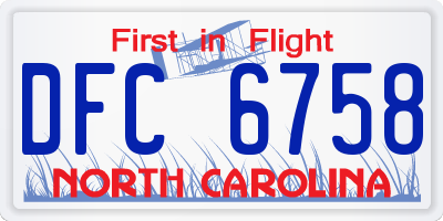NC license plate DFC6758