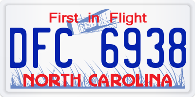 NC license plate DFC6938