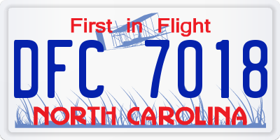 NC license plate DFC7018