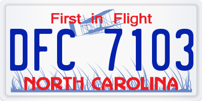 NC license plate DFC7103