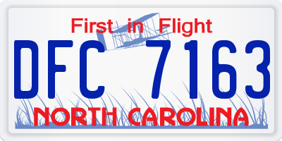 NC license plate DFC7163