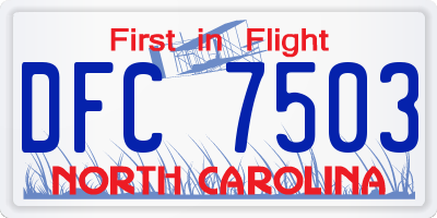 NC license plate DFC7503