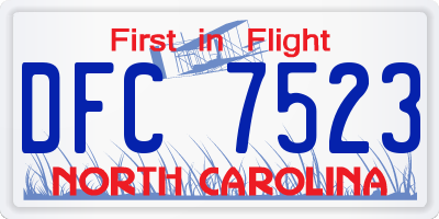 NC license plate DFC7523
