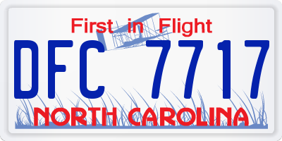 NC license plate DFC7717