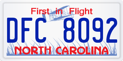 NC license plate DFC8092