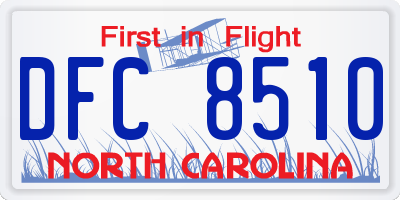 NC license plate DFC8510