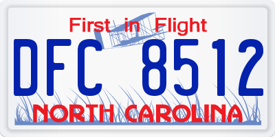 NC license plate DFC8512