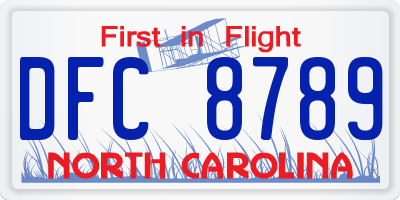 NC license plate DFC8789
