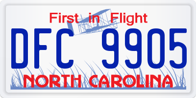 NC license plate DFC9905