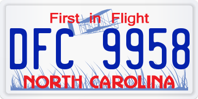 NC license plate DFC9958
