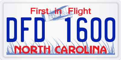 NC license plate DFD1600