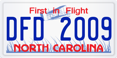 NC license plate DFD2009