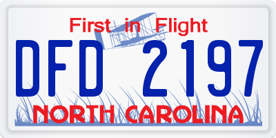 NC license plate DFD2197